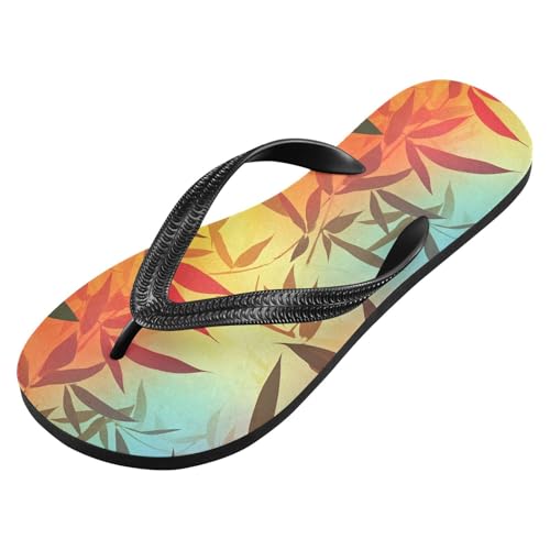 Neon Leaf Flip Flop Sandal for Women Men, Casual Beach Slippers Indoor Outdoor XS2