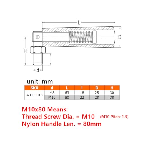 Image of Nylon Revolving Handle with M8 M10 Male Thread Screw Foldable Part Crank Handle Rotating Handle Plastic Knob for Industry Lathe Milling Grinding Machine (M10x80), Black