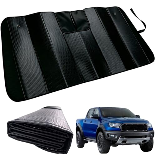GWUSKDT Car Windshield Sunshade for F150 2015-2020, Thicken 5-Layer Bubble Aluminum Foil UV Heat Reflector Foldable Sun Visor,Front Windshield Sun Shade- Keeps Your Pickup Truck Cool