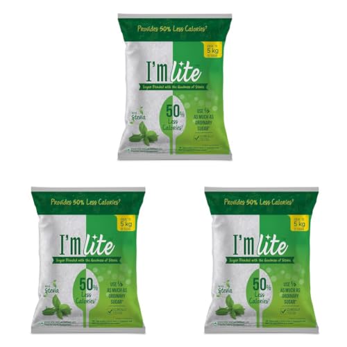 Image of I'm Lite - Sugar blended with Stevia, 50% less calories, 2.5 Kg Pouch (Pack of 3)