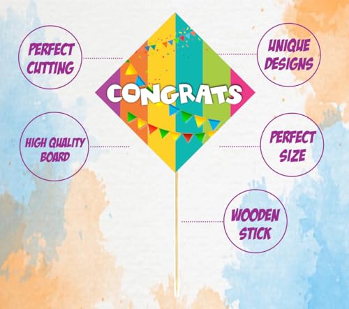 Image of Balloonistics inchCongrats inch Photo Booth Props (Pack of 10) - Congratulations Graduation & Promotion Party Decorations - Single-Sided Cardstock Photo Props with Bamboo Sticks for Weddings, Graduations & Success Parties (Photo Props - Pack of 10)