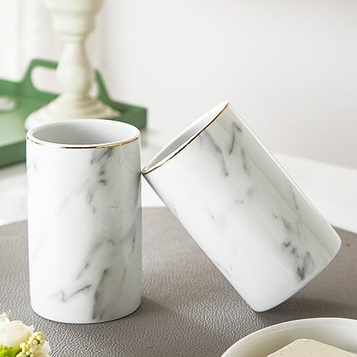 Juego de dispensador de jabón de cerámica blanca, accesorios de baño con soporte para cepillo de dientes, jabonera y taza, ideal para apartamentos y hoteles, elegante y funcional