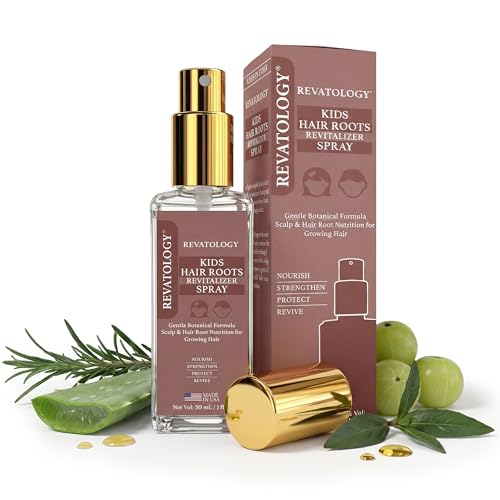 Revatology Kids Night-time Hair Roots Revitalizer & Scalp Spray Gentle Botanical with Rosemary Oil, Rice & Rose Water for Growing Children - Lightweight, Non-Greasy, Fast-Absorbing (Made in USA)