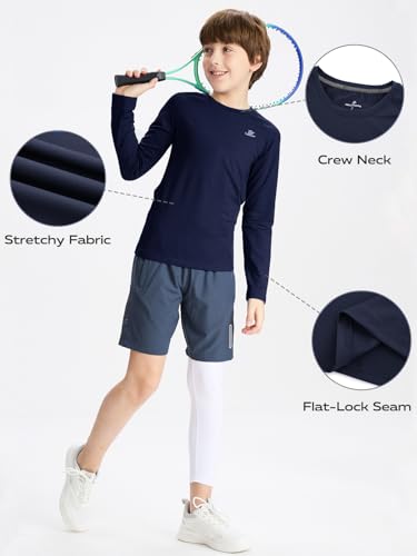 DEVOROPA Youth Boys Compression Shirt Long Sleeve Football Baseball Undershirt Quick Dry Sports Baselayer Crewneck - Image 6