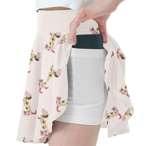 Girls Skorts High Waist Athletic Skirts with Shorts Cute Dachshund Stretchy Teens Performance Tennis2