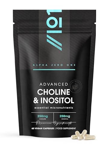 Choline & Inositol 250/250mg 60 Vegan Capsules Supports Metabolising Nutrients - Improves Transport of Fat for a Clear Liver by Alpha01