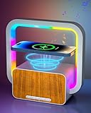 doopo Bluetooth Speaker with Night Lights, 15W Wireless Charging with Phone Holder, Bedroom Decor/Teens Girls Boys Gifts Idea/Bedside Light Dimmable with Dynamic Colored Music Lights for Party