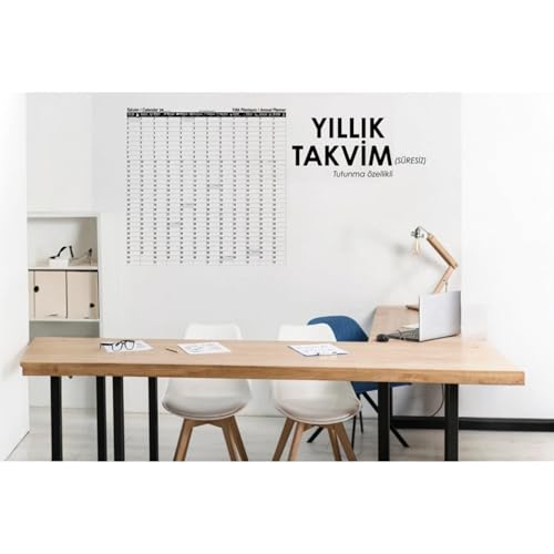 100x100 cm Doldurulabilir Silgili Beyaz Kağıt Tahta, Yıllık Planlayıcı Takvim Çizelgesi
