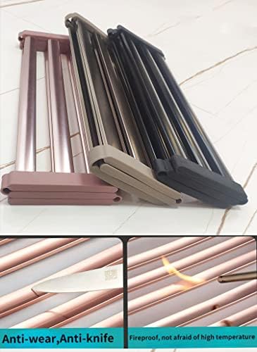 Foldable Drying Rack for Sink, Rolling Rack Over Sink Portable Dish Bottle Drainers Kitchen Accessories Rose Gold Aluminum Roll Up Mat (Rose gold-415 * 355mm)