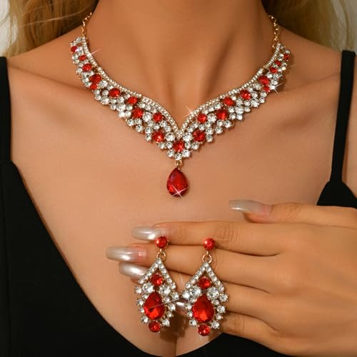 Image of Shning Diva Fashion Stylish Crystal Jewelllery Set for Women | Statement Necklace with Matching Teardrop Earrings | Luxury Elegant Wedding Party Choker Jewelry