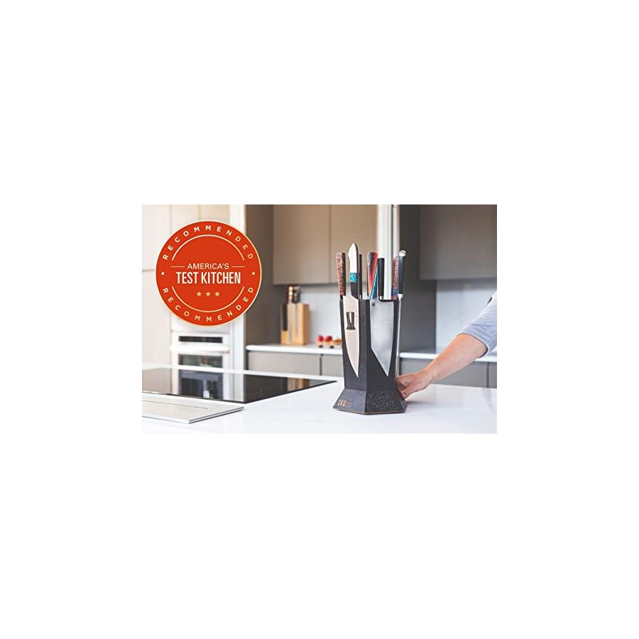 360 Knife Block™ - (Black) ROTATING magnetic knife block - capacity for 12+ knives -handmade in Washington