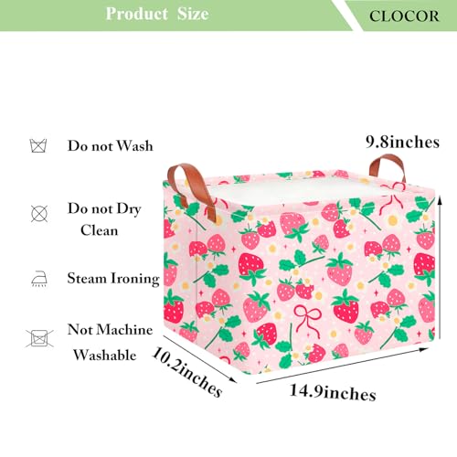 Image of CLOCOR Rectangular Storage Bin,Waterproof Book Box,Gift Basket(Strawberry)