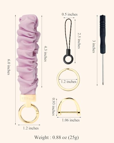 Image of WEESMILE Scrunchie Keychain Wristlet for Car Key Chain with D Key Ring