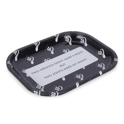 Image of LIT Metal Rolling Tray (Black Edition) for Cigarette, Smoking Ash Bowl, Smoke Tray, Size 18x14cm (LITAF Accessories)