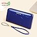 Fashion RFID Leather Wallet - Women's Hand-Held Bag, Credit Card Clip, Long Zipper Wallet With Multi Card Slots (Blue)