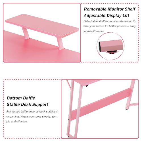 Image of L Shaped Gaming Desk, 50 inch Corner Desk, Spacious Dual Tops, P2 Particleboard, Metal Z-Legs, Adjustable Non-Slip Pads, Scratch /Waterproof, Multi-Use Home Office /Game Room /Dorm