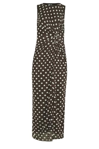 Image of Long Tall Sally - LTS Tall Brown Polka Dot Twist Maxi Dress - Women's