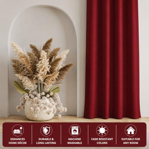 Image of LaVichitra 2 Pieces Solid Premium Blackout Curtains - Thermal Insulated, 3 Layered, 100% Opaque Window - 4 feet, Maroon