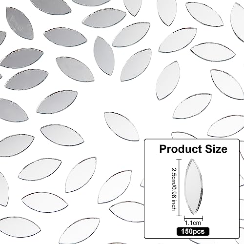 Olycraft DIY-OC0009-94-US13 150Pcs Leaf Shape Craft Mirrors Mosaic Tiles 11X25Mm Petal Mosaic Tiles Mini Glass Mirror Tiles Leaf Glass Cabochons Glass Flower Leaves Tiles thumb #1