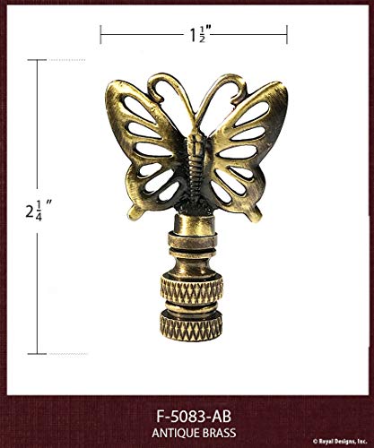Royal Designs, Inc. Decorative Butterfly Lamp Finial Antique Brass thumb #2