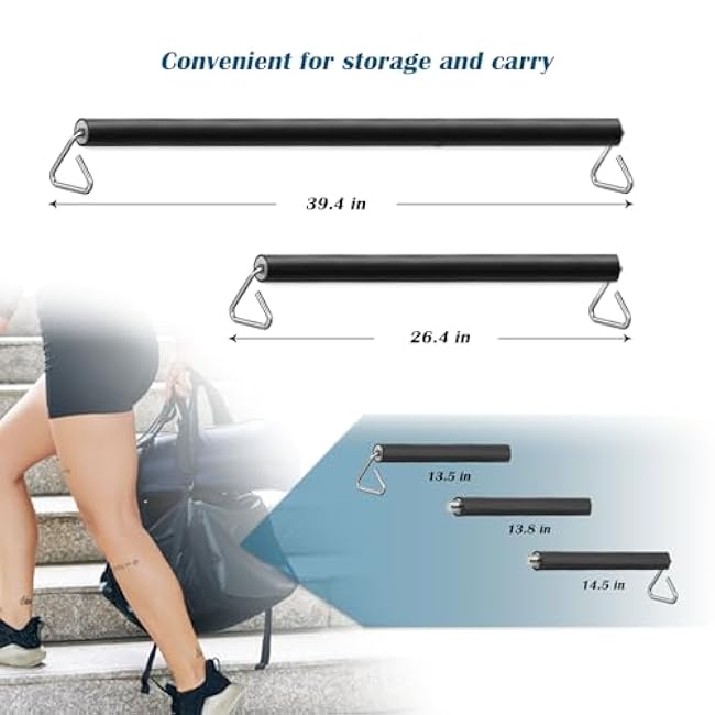 Resistance Band Bar, 26.4in or 39.4in, Workout Bar for Fitness, Portable Weightlifting Training, Suit for Home Exercise, Resistance Band Training