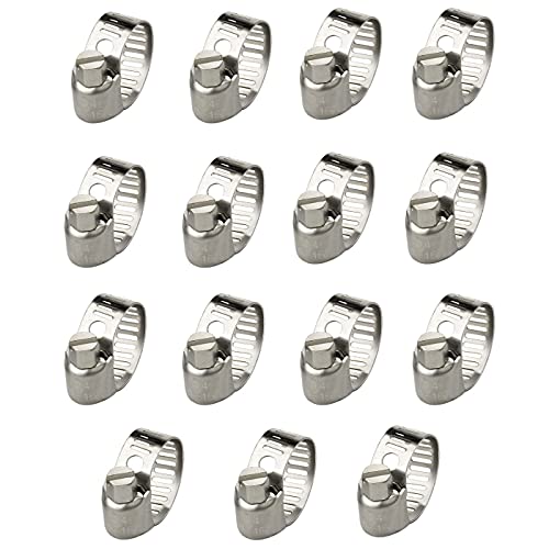 Abrazaderas de manguera Abrazaderas de manguera ajustables de acero inoxidable Tubos de impulsión de tornillo Abrazaderas de manguera, paquete de 15 (10-16 mm) Cover
