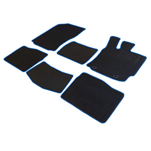 フェニーチェ カーマット フロアマット 国内生産 ブラック × ロック糸ブルー 滑り止め形状 ずれにくい 車用 マット
