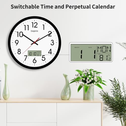 Reloj de pared digital y analógico de 12 pulgadas miniatura 3