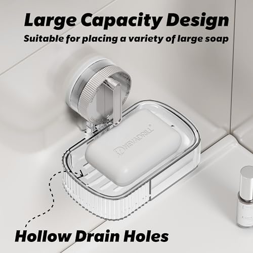 Image of Vacuum Sucker Soap Box - Punch-Free Wall Mounted Soap Holder for Bathroom & Kitchen, No-Drill Suction Cup Design [ND-1001SG]