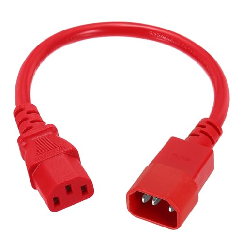 sourcing map 1ft 18 AWG Red 18/3 Universal Power Cord C14 to C13 10A 250V 3-Prong Extension PDU Power Cables for PC,Computer,Printers,TV,AC Adapter,Laptop,Monitor