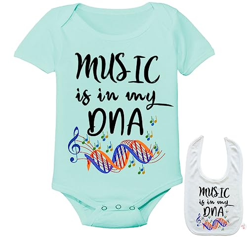 Music is in my DNA -Cute Custom arts theme Baby bodysuit onesie & bib gift Set