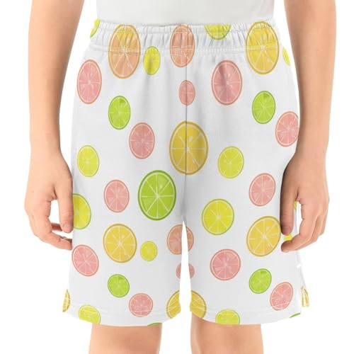 Slices of Oranges Athletic Shorts with Zipper Pockets, Youth Boys Athletic Running Shorts for Summer2