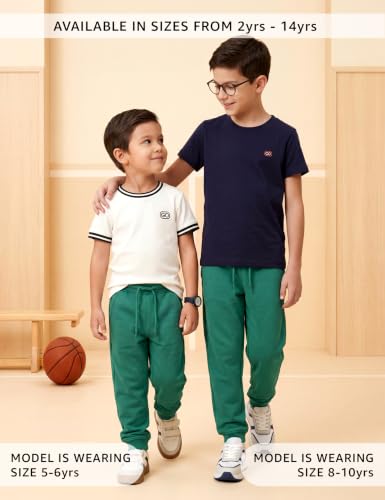 Image of Amazon Brand - Symbol Boys Cotton Rich Stretchable Knit Terry Track Pants Joggers | Age 2-14 Years