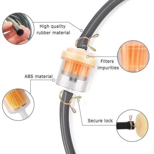 JKITNHJOT Benzinfilter, Kraftstofffilter, Benzinfilter Moped, 2m Benzinschlauch Kit Mit 5 Filtern Und 12 Schlauchschellen Für Motorrad, Auto, Rasenmäher Und Roller
