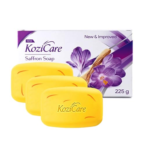KOZICARE Saffron Soap|Skin Brightening&Dark Spot Remover|Real Saffron,Olive Oil,And Kojic Acid Formula|For Face&Body|Smooth,Acne,Scars,Uneven Skin Tone -75Gm(Pack Of 3)