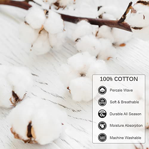 Winlife Green Floral Sheets Set King Size, Extra Long Staple Cotton Percale Bed Sheets Set, Spring Flowers And Butterfly Print, Wrinkle Satin Resistant Deep Pocket 18 Inches Bedding Set #TOP2