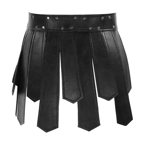 Men's Medieval Tassel Skirt Gladiator Warrior PU Leather Waist Belt Scotland Kilt Skirt2