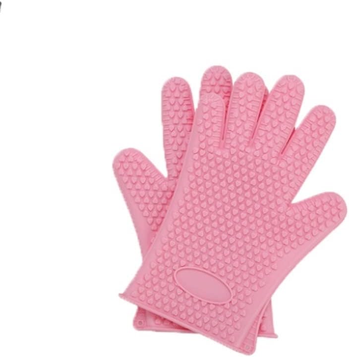 2 Pack Thick Silicon Microwave Insulated Gloves Oven Heat Resistant High Temperature Five Finger Baking Heat Resistant Gloves Heat Pad (Color : C) (A)