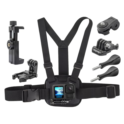 Suptig Brusthalterung verstellbarer Brustgurt atmungsaktives Material für GoPro Hero 13 bis Hero 5 AKASO DJI Osmo und weitere Action-Kameras (RSX-441)