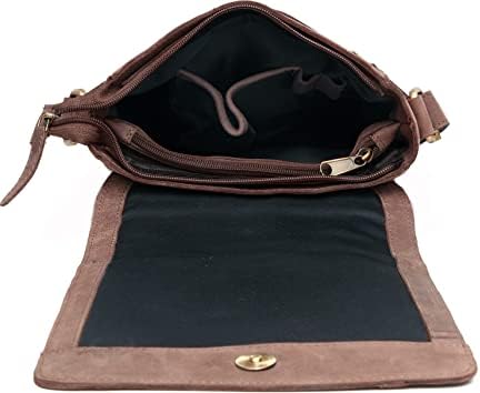 100% Pure Genuine Real Vintage Hunter Leather Handmade Mens Leather Flapover Everyday Cross-Body Shoulder Work Messenger Bag