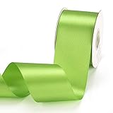 IHKFILAN Satinband, in Apfelgrün (50 mm x 22.86 m), matt glänzendes Geschenkband, edles Schleifenband zum Dekorieren & Basteln, zum Einpacken besonderer Geschenke, für Hochzeiten, Taufen, uvm