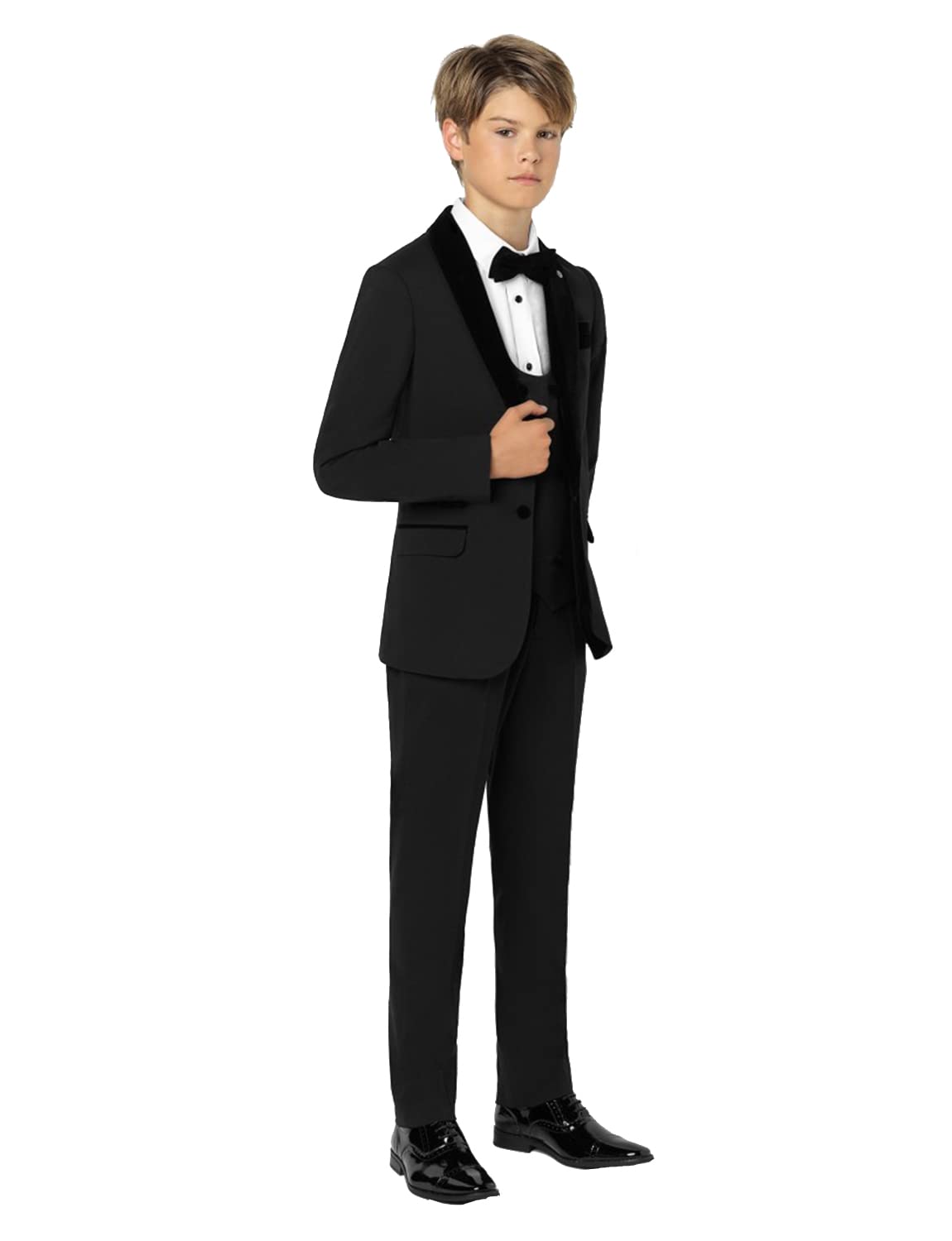 Kromoc Jungen Anzug Schal Revers Einreiher Knopf Jacke Hose für Hochzeit Bräutigam