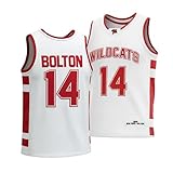 FieldFames Troy Bolton 14 Basketball Jersey White Men Sewn East High School Wildcats Costumes for Music Stage Dance L