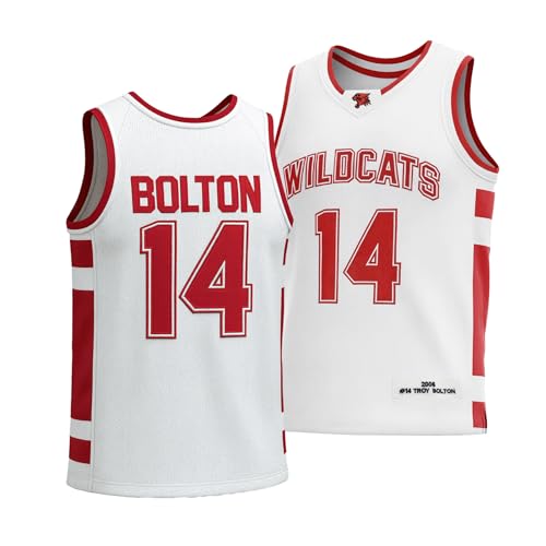 Bild: FieldFames Troy Bolton 14 Basketballtrikot, wei�, Herren, gen�ht, East High School, Wildcats-Kost�me f�r Musik, B�hnentanz, Weiss/opulenter Garten, L f�r 49,63 EUR bei amazon.de