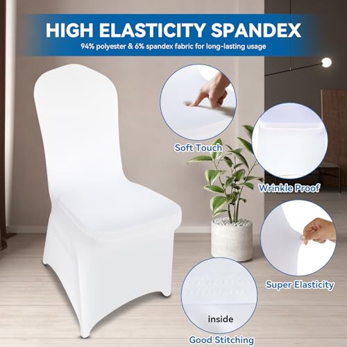 Lgjiaojiao 100 Pieces White Chair Covers - Versatile Stretch Polyester Spandex Dining Chair Slipcovers For Dining thumb #2