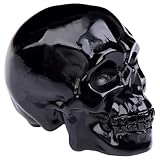 Black Obsidian Crystal Skull, 1.4 Inch Miniature Hand Carved Reiki Healing Pocket Stone, Small Collectible Skull Figurine for Altar Home Office Decor, Crystal Statue Meditation Gift for Men Women
