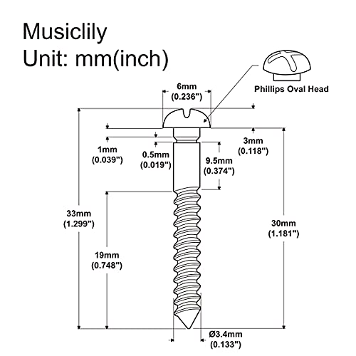 Musiclily Ultra 33X3.5mm Stainless Steel Tremolo Bridge Screws for PRS Style Electric Guitar Original Color (Set of 6) - Image 2