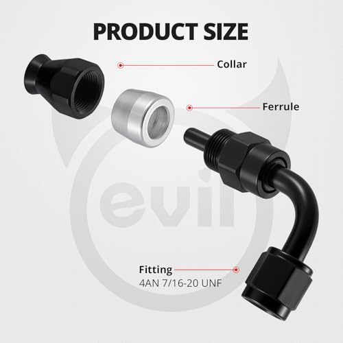 Image of EVIL ENERGY 4AN PTFE Hose End Fitting 90 Degree Black for PTFE Hose Only 4PCS
