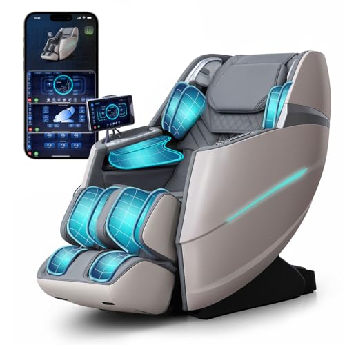 RelaxRelife Massage Chair Full Body, 4D Zero Gravity Massage Chairs, 20 Auto Modes, 11 Massage Technique, 40 Airbags Shiatsu Massage, APP Control with HiFi Bluetooth Speaker Grey