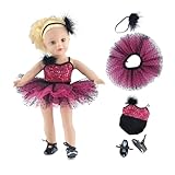 18 Inch Doll Clothes | Amazing Pink and Black Jazz Ballet Outfit, Includes Shimmery Beaded Leotard with Feather, Gorgeous Tutu, Matching Headband and Black Tap Shoes | Fits American Girl Dolls